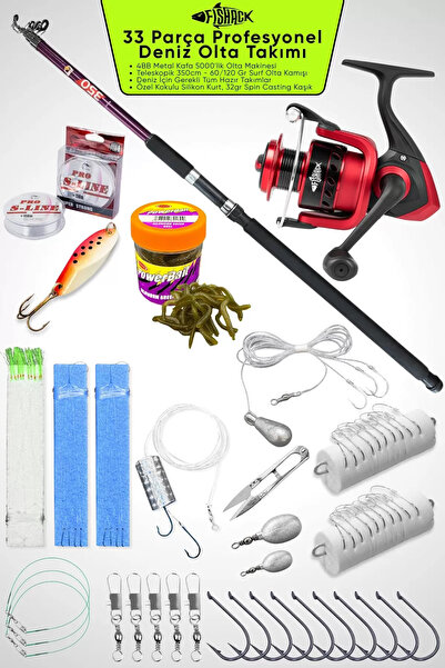 Fishack 33 Parça Profesyonel Deniz Olta Takımı Seti - Mor - 350cm Kamış 60/12...