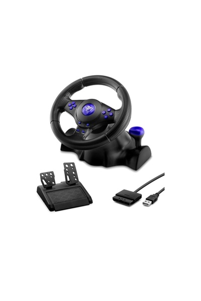 naque Oyuncu Direksiyon Seti 180° 3In1 Ps3/Ps2/Pc Siyah VW9803