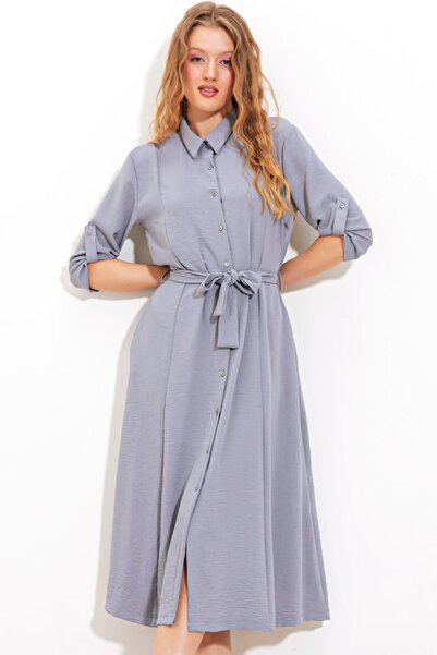 COjans Gray Belted Shirt Dress 2442