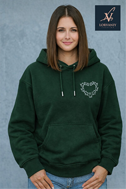 LORVANIY سويت شيرت للجنسين من cat مطبوع 3 Thread K بغطاء رأس