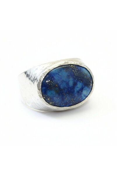 makeitbylove Sultan Lapis Lazuli El Yapımı Gümüş Erkek Yüzük, Antik Roma Dövm...