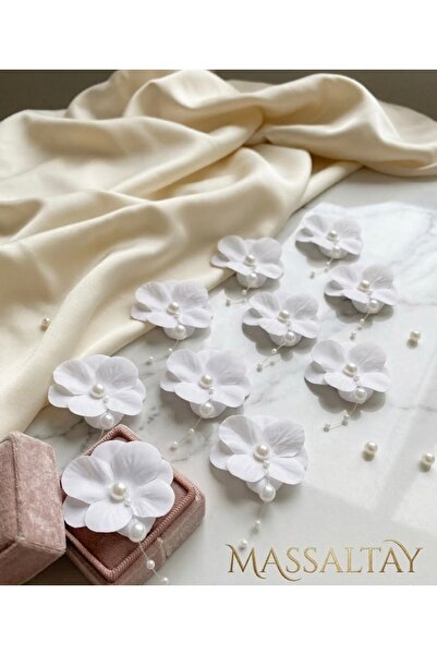 Massaltay 12 τεμάχια κρεμαστά στολίδια με πέρλες και τεχνητά λουλούδια ορτανσ...