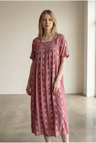 KASHKHA Embroidered midi jalabiya, slightly loose fit