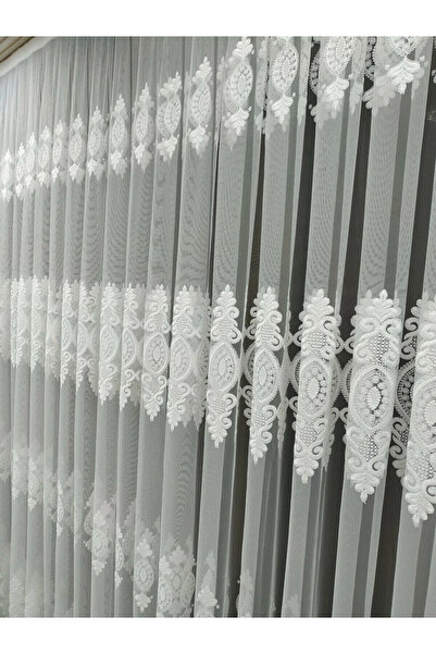 beatiful Tül Perde Nakışlı Desenli Güpürlü Ekru Kırık Beyaz 1. Kalite Kırışma...