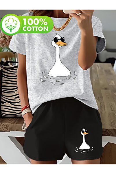 LAVİTTA Duck shorts t-shirt - shorts bottom top tracksuit set Printed Oversiz...