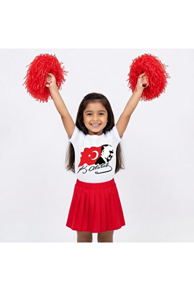 Efendioğlu Design Tricou cu mânecă scurtă cu steagul ondulat semnat 23 aprili...