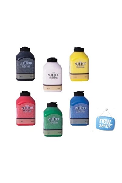 Artdeco 6 Adet 500 ml Ana Renkler Akrilik Boya Seti Büyük Boy Yeni Seri