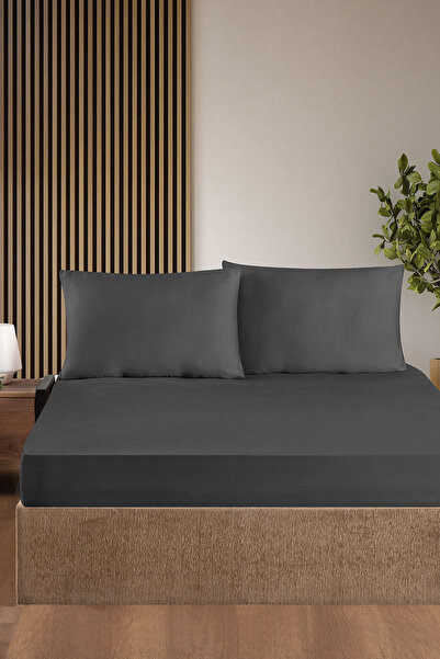 First Choice 100% Cotton Satin 200 Tc (80 Thread) Fitted Sheet Set Smoked