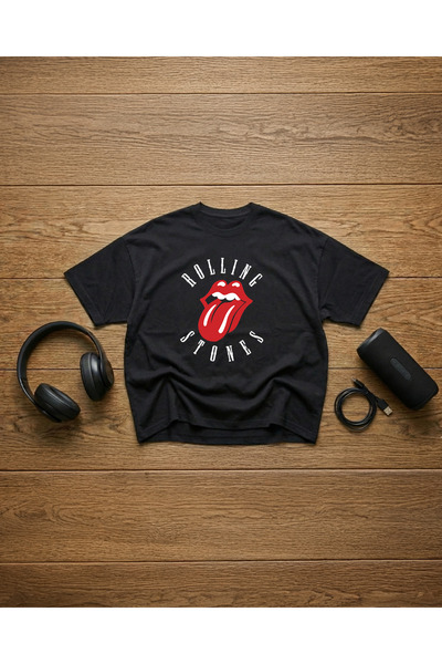 STİL-X Tricou oversize unisex cu imprimeu The Rolling Stones, 100% bumbac