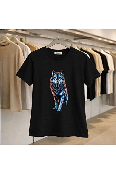 playwear Tricou cu imprimeu Noble Wolf, 100% bumbac, oversize, croială lejeră...