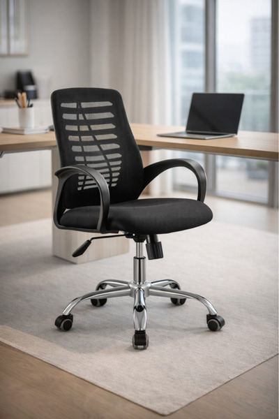 MARIA HOMES Black Mesh Office Chair with Adjustable Height