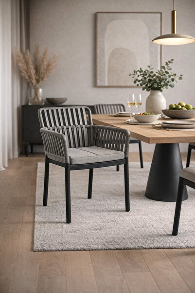 MARIA HOMES Stylish Grey Plastic Chair with Comfortable Cushioned Seat, 80x57...