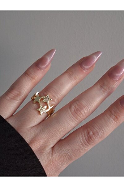 8atelier Steel Gold Star Detail Ring