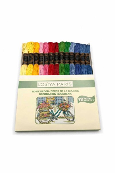 LOSİYA PARİS Σετ κλωστών Muline, Σετ κλωστών Etamin για σταυροβελονιά, 12 χρώ...