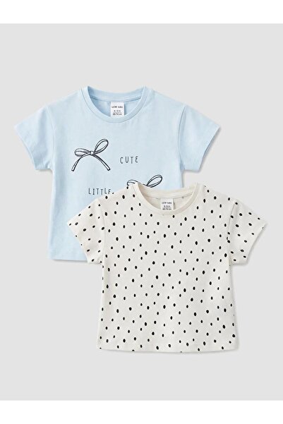 LC Waikiki Crew Neck Printed Baby Girl 2-Pack T-Shirt (S6)