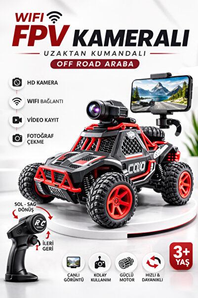 YILDIRIM OYUNCAK Uzaktan Kumandalı RC WiFi FPV Kameralı Off Road Araba | HD K...