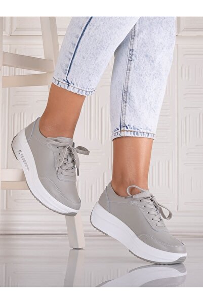 ANGEL BLUE Pantofi sport gri pentru femei Amadi din piele, mărimea 40