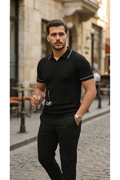 JANES Muška zigzag majica sa Teksturirano kragnom i kratkim rukavima