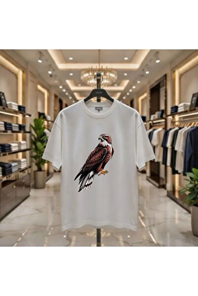 playwear Tricou cu imprimeu live Eagle, 100% bumbac, supradimensionat, cu cro...
