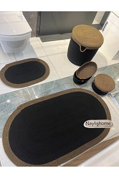 naylişhome 60x100-40x60 2 covorașe 45x40cm coș pentru murdărie, 25x15cm set d...