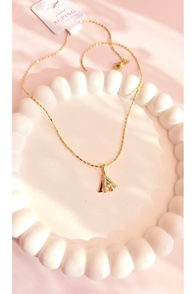 MİLUNXTE Xuping Kolye A Harfli Çelik Kolye Kadın Zirkon Taşlı Özel Seri Antia...