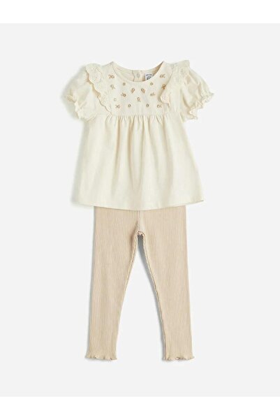 LC Waikiki Baby Girl Ruffle Blouse and Leggings (S6)