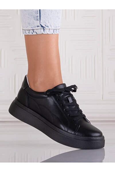 ANGEL BLUE Pantofi sport damă Carisna, negri, din piele , model casual, talpa 40