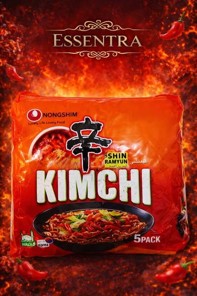 Essentra Home Nongshim Kimchi Shin Ramyun Kore Noodle 5'li Paket Acılı Ramen