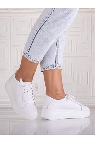 ANGEL BLUE Pantofi sport Aziva albi, din piele , pentru femei, model casual, ...