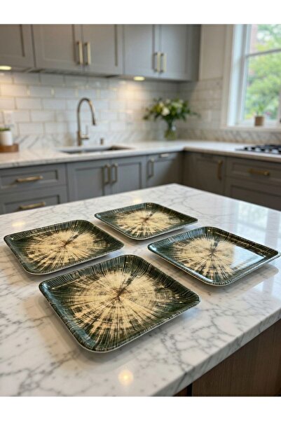 evinbizden Modern Porcelain Serving Plates for 4 People 22 cm Porcelain