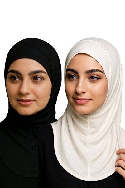 ALDAIYR 2Pcs Ninja Bone Stretch Fabric Hijab Bonnet with Neck Collar