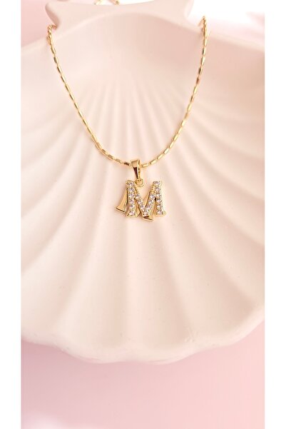 MİLUNXTE Xuping Kolye M Harfli Çelik Kolye Kadın Zirkon Taşlı Özel Seri Antia...