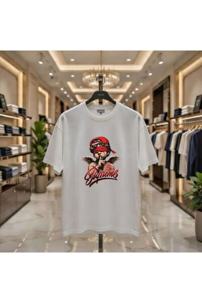 playwear Μπλουζάκι με στάμπα φτερού αγγέλου, 100% βαμβακερό, oversized, χαλαρ...