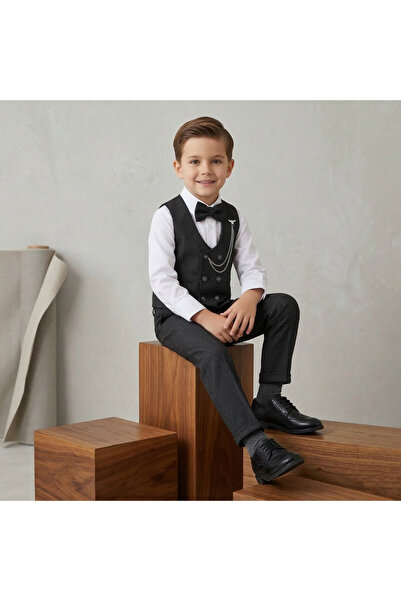 TAŞDELEN AVM Boy's Tuxedo Suit with Jacket / Jacket, Pants, Waistcoat, Shirt ...