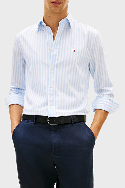Tommy Hilfiger Pamuklu Regular Fit Çizgili Uzun Kollu Gömlek Erkek GÖMLEK MW0...