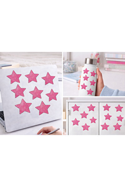 Limitless Design مجموعة ملصقات لمّاع نجمة باللون الوردي مقاس 22x30 سم - ملصق ...