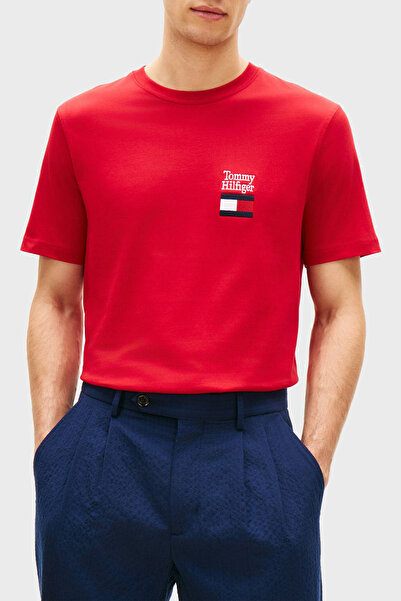 Tommy Hilfiger 100% قطن تي شيرت رجالي ذو قصة عادية وياقة دائرية MW0MW42367 XLD