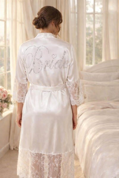 El Major Bride Lace Long Kimono with Sleeves