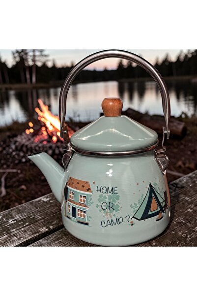 Başak Emaye 16 cm 1 Litre Emaye Kamp Demliği – Vintage Desenli Emaye Çaydanlı...