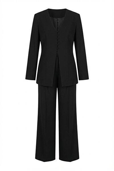 HAZELANNA Premium Μαύρο Σετ με Λεπτομέρεια Φουλάρι