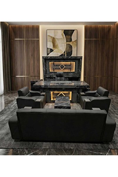 TRENDYOFİX Ceo Master Ledli Gizli Bölmeli 9 Parça Ortopedik Ofis Makam Takımı...