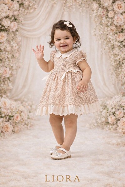MOONSTARKİDS Kız Bebek Leopar Desenli Elbise