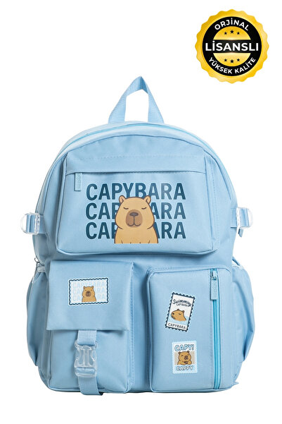 capybara Orijinal Lisanslı Okul Çantası – Sevimli tasarım, Su geçirmez, cepli...