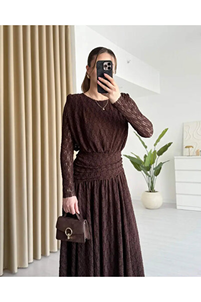 Tarzımızbir Waist Detailed Long Lace Dress