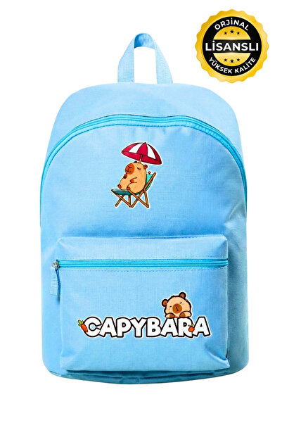 capybara Orijinal Lisanslı Çocuk Okul Çantası – Su Geçirmez, Hafif, Ön cepli,...