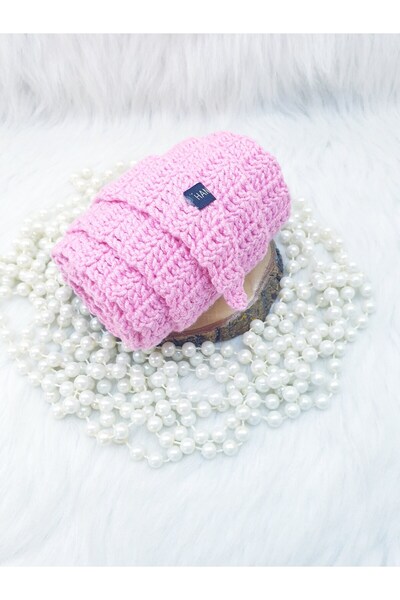 HAPPY HANDMADE Pink Kuruvasan Scarf/Viral Croissant Scarf/1.20Cm Mini Scarf/S...