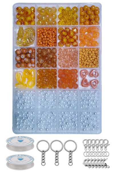 By MO Accessories New season orange beaded bracelet, necklace, and keychain m...