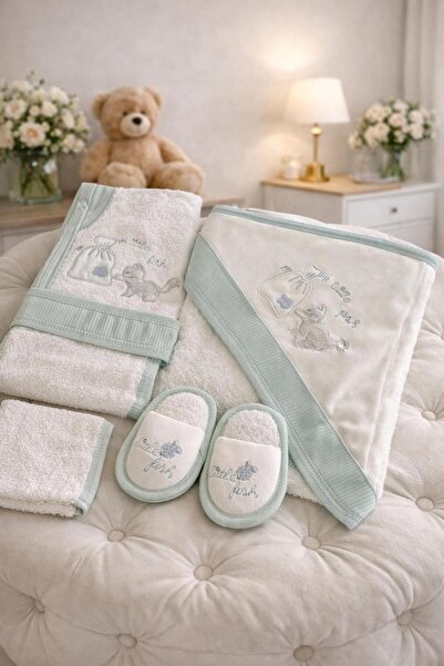 Gaye Bebe Unisex Bebek Bornoz Seti 4 Parça