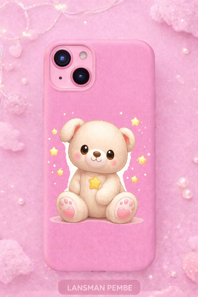 kılıfevreni حافظة هاتف آيفون 15 مخمل ذات سطح داخلي وردي منقوش + شاشة زجاجية س...