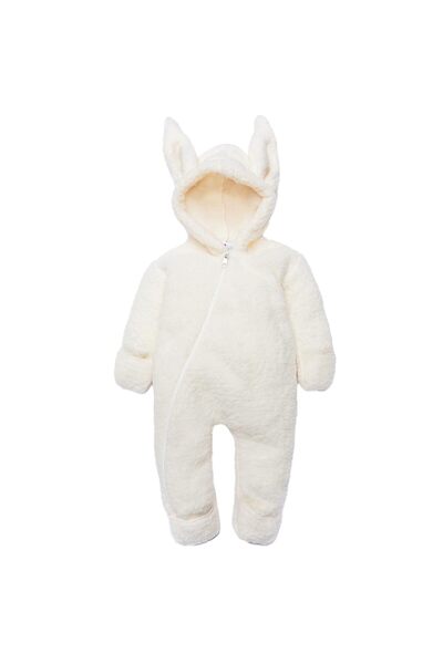 Delixa X Atlas Erkek Kız Bebek Çocuk Kışlık Tavşan Peluş Tulum (Ekru, 7 Yaş)
